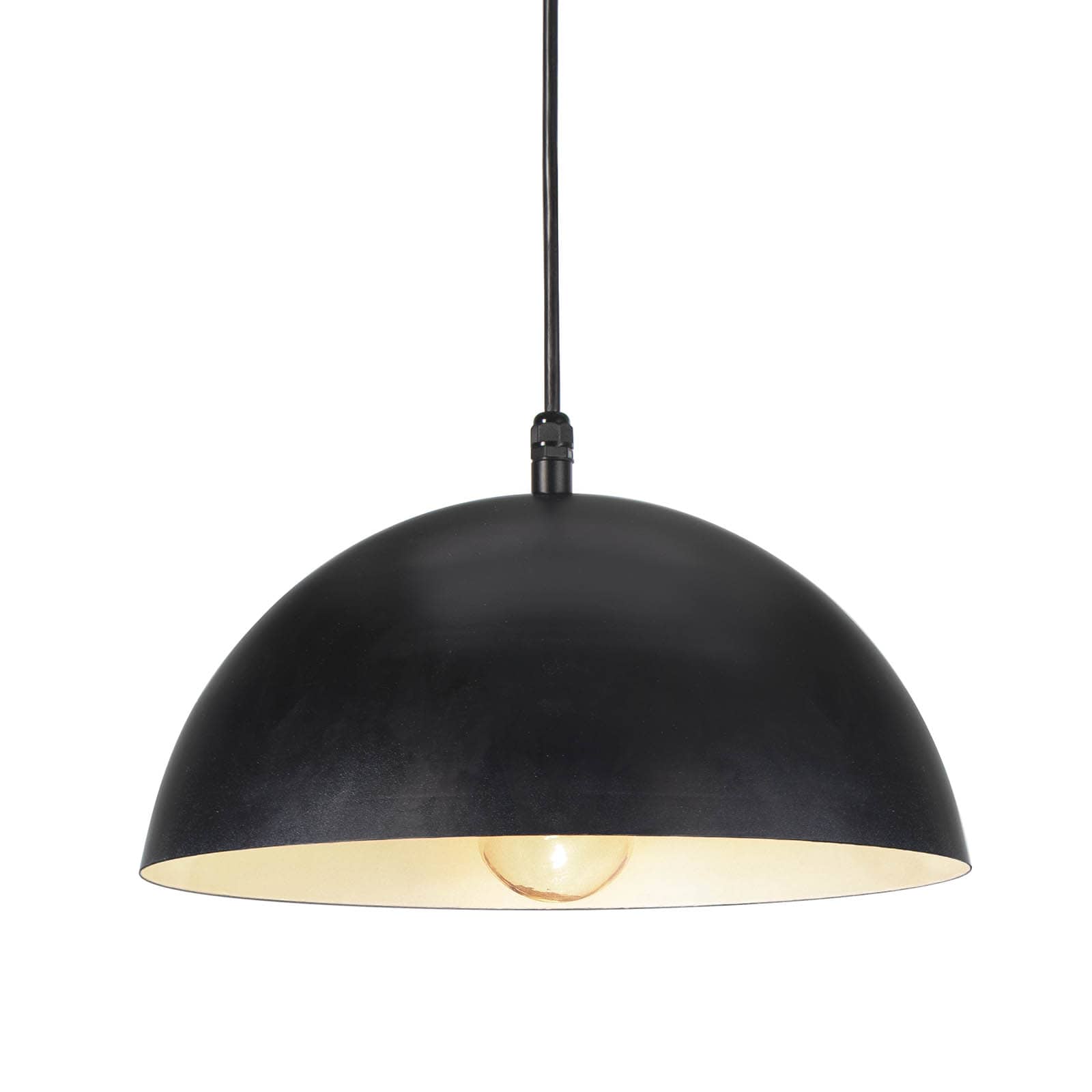 Black metal dome outdoor pendant light